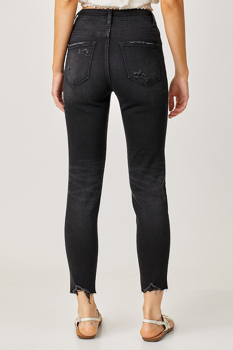 Risen Midrise Tapered Distressed Jean