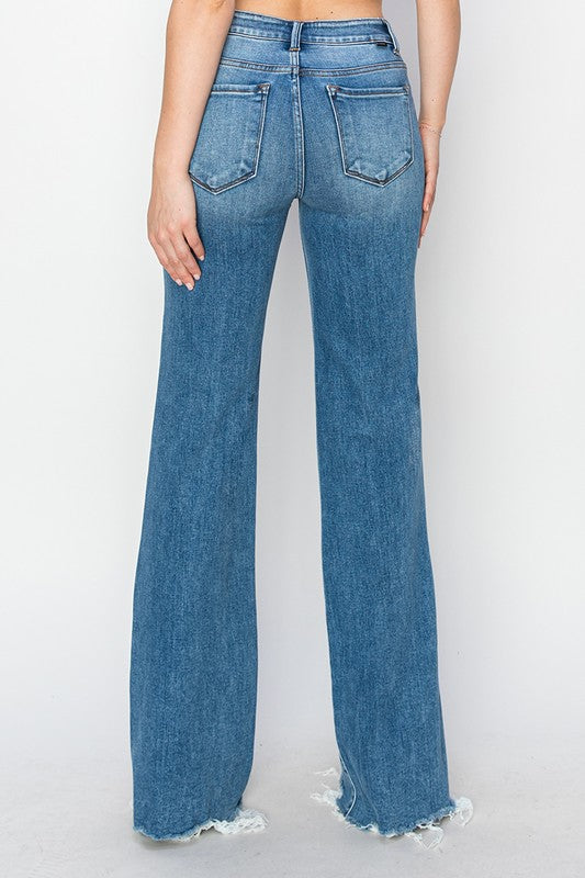 Risen Mid Rise Wide Jeans