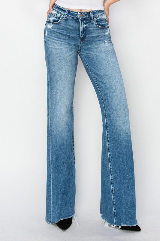 Risen Mid Rise Wide Jeans