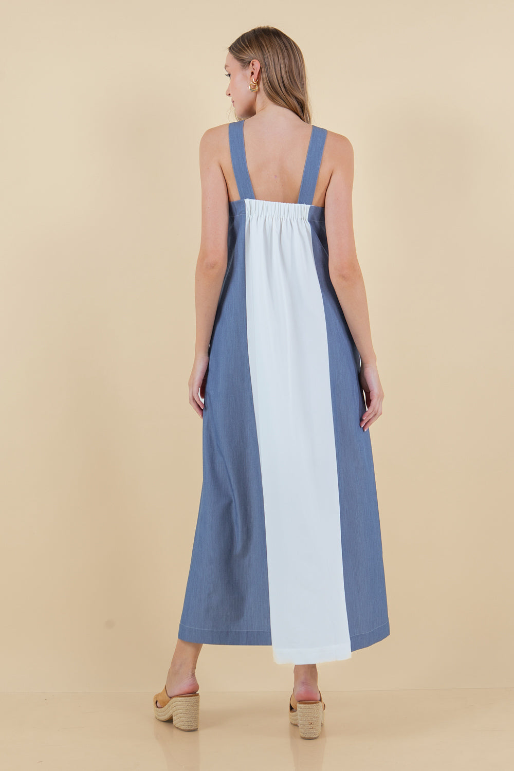 Halter Neck Striped Maxi Dress
