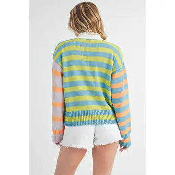 Multicolored Striped Cardigan