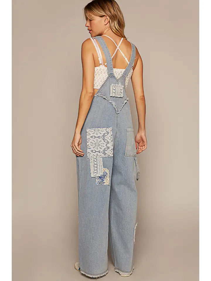 Patchwork Denim Overalls