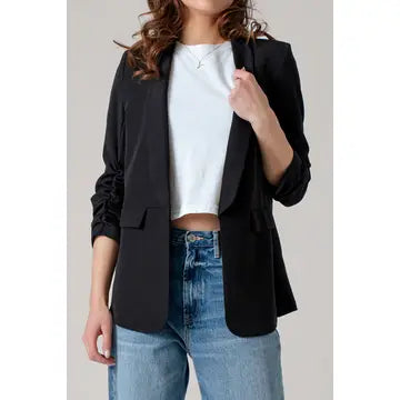 Ruched Sleeve Blazer