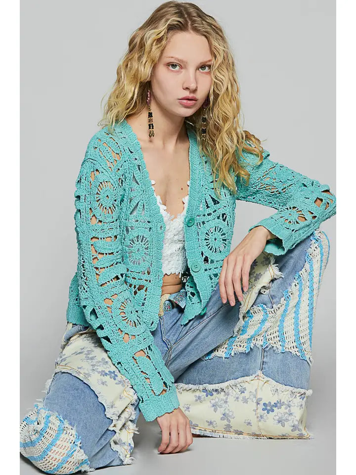 Cropped Crochet Cardigan