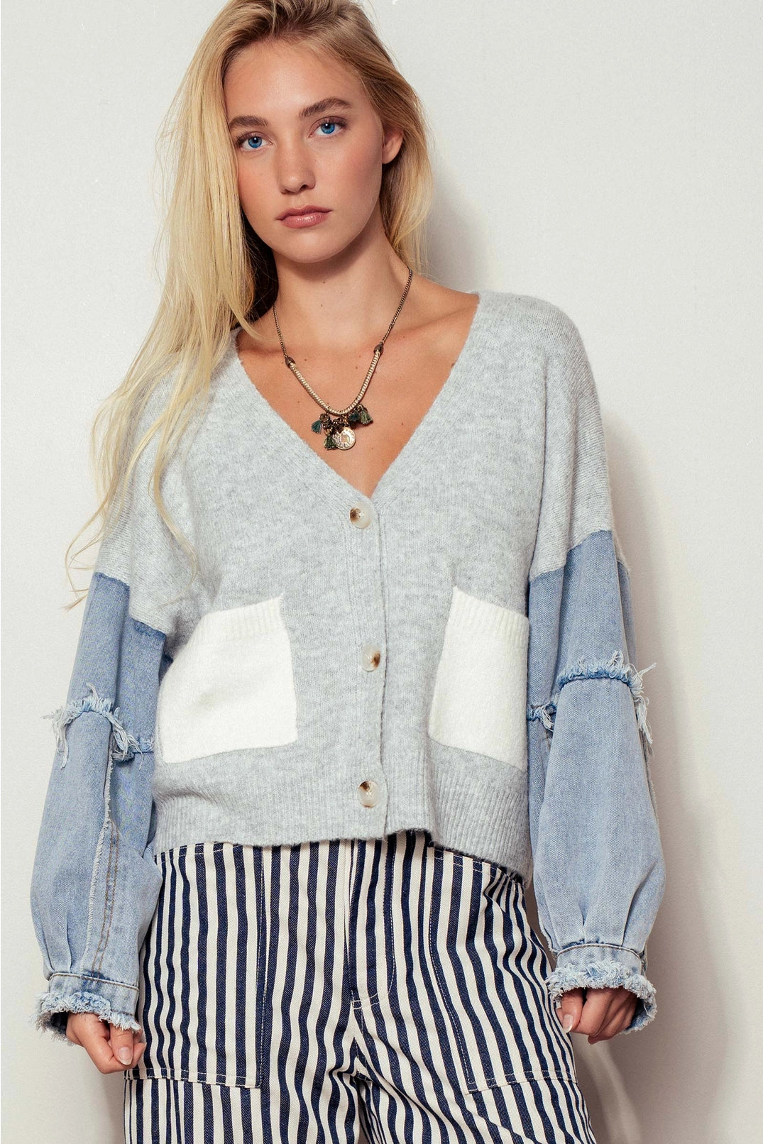 Denim Sleeve Cardigan