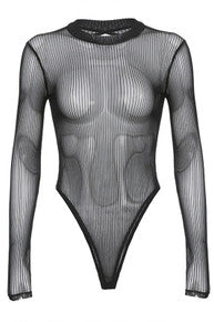 Mesh Mock Neck Bodysuit Top