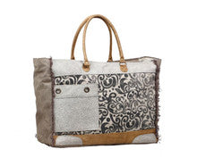 HIDE & FLORAL PRINT WEEKENDER BAG
