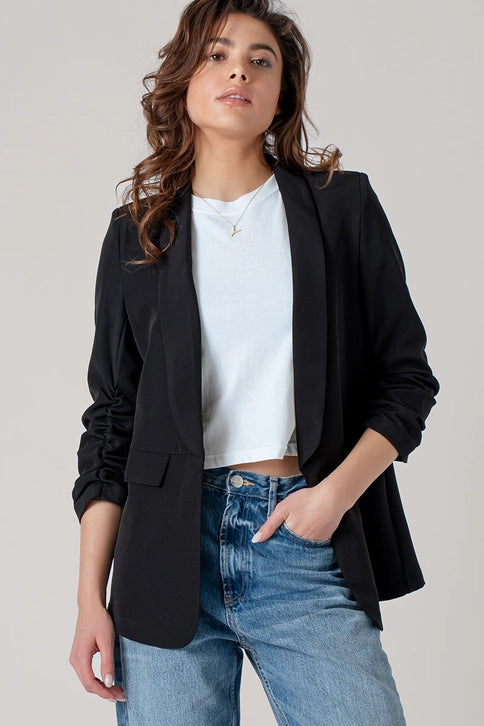 Ruched Sleeve Blazer