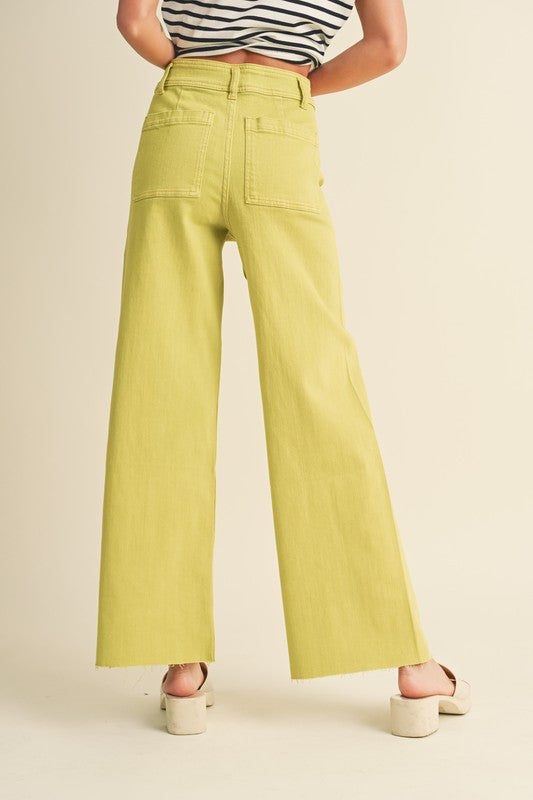 Straight Wide Leg Denim Pants
