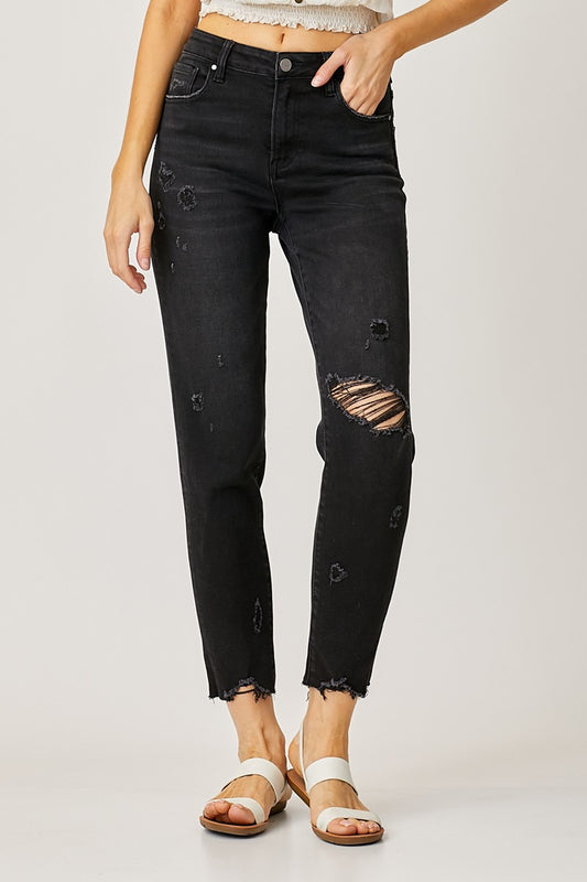 Risen Midrise Tapered Distressed Jean