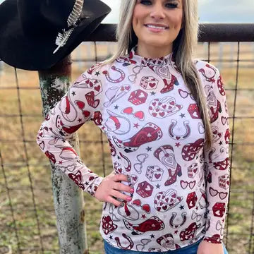 Pretty Little Cowgirl Mesh top