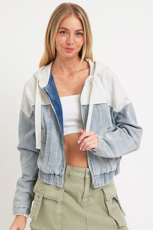 Risen Contrast Hooded Bomber Jacket