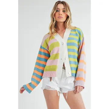 Multicolored Striped Cardigan