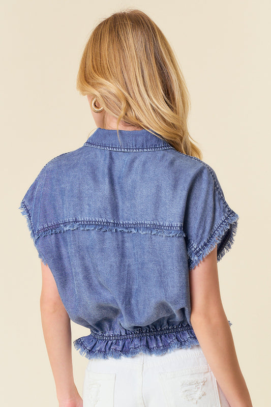 Tencel Denim Drawstring Waist Shirt
