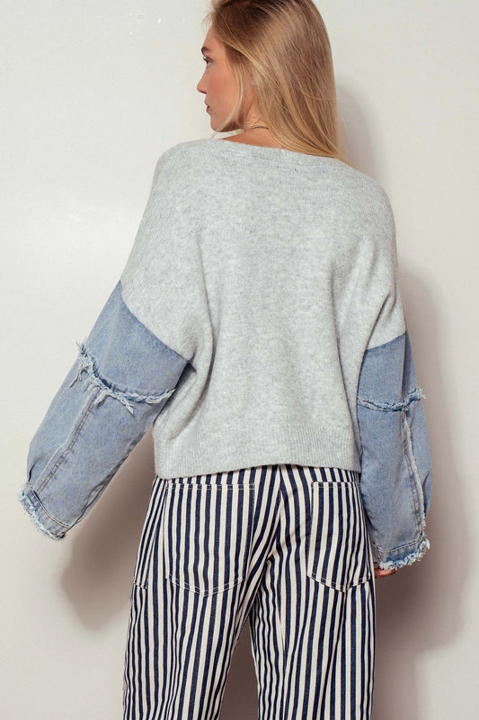 Denim Sleeve Cardigan