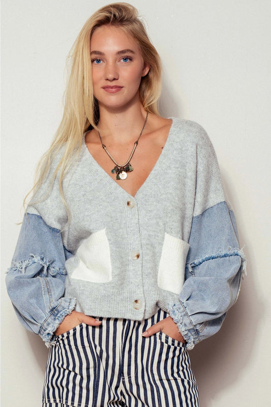 Denim Sleeve Cardigan