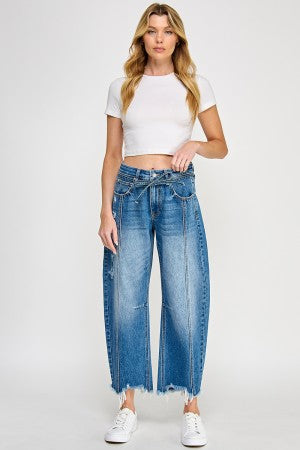 Barrel Jeans Tie waist