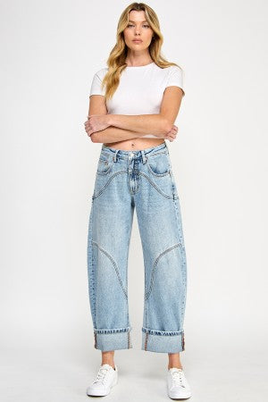High Rise Barrel Jean with Cuff