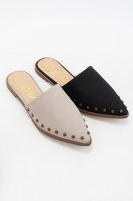 MARION ROUND STUD DETAIL POINTED TOE FLAT MULE