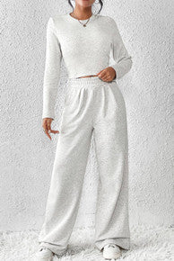 Crop Top and Wide Leg Pants Two Piece Set