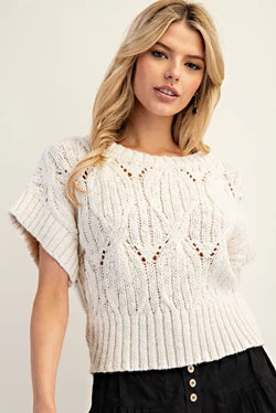 Short sleeve crochet sweater
