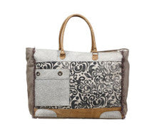 HIDE & FLORAL PRINT WEEKENDER BAG